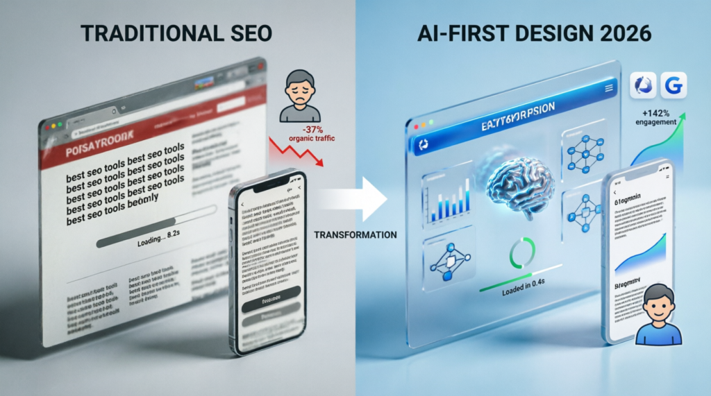 Traditional SEO vs AI-first website design comparison for Hyderabad businesses