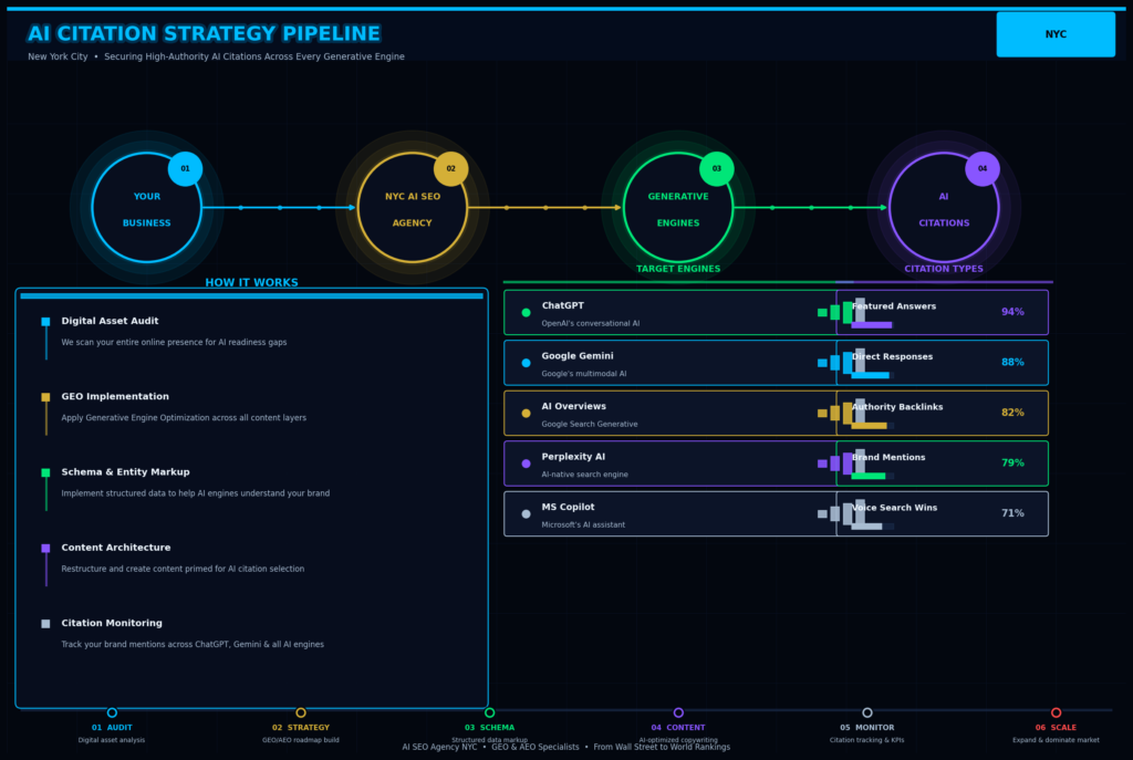 AI SEO and GEO process for New York City clients