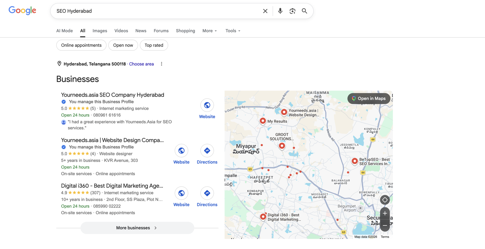 Organic search optimization proof showing keyword visibility and traffic growth