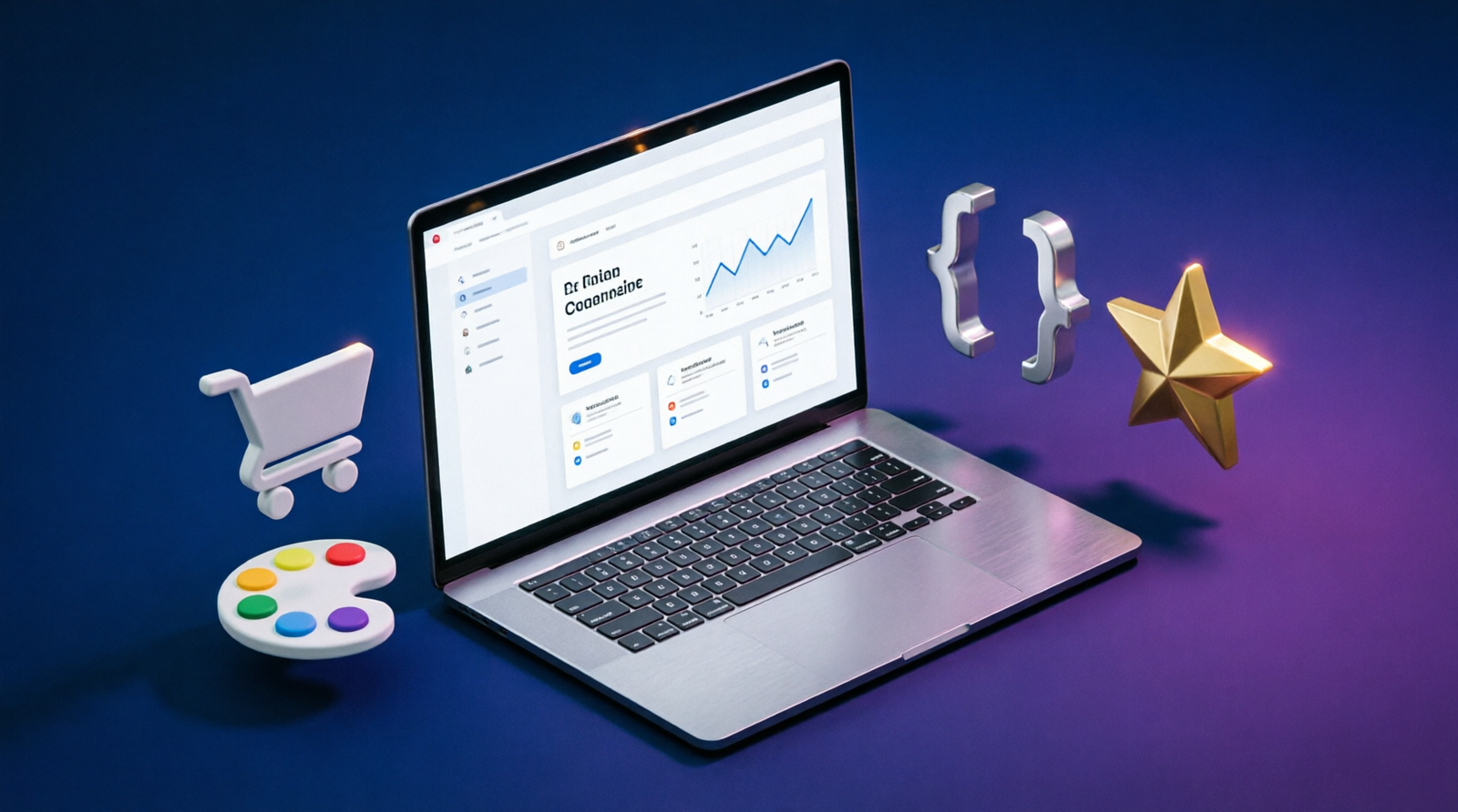 Website builders comparison illustration for WordPress Shopify Squarespace Wix Webflow and Framer